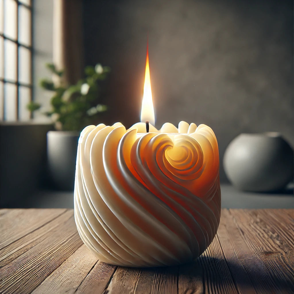 This handmade sculptural candle is crafted from 100% natural soy wax, ensuring a clean, eco-friendly burn. Its unique swirling design enhances any luxury home décor, casting warm, ambient light that transforms your space into a sanctuary of peace and relaxation.